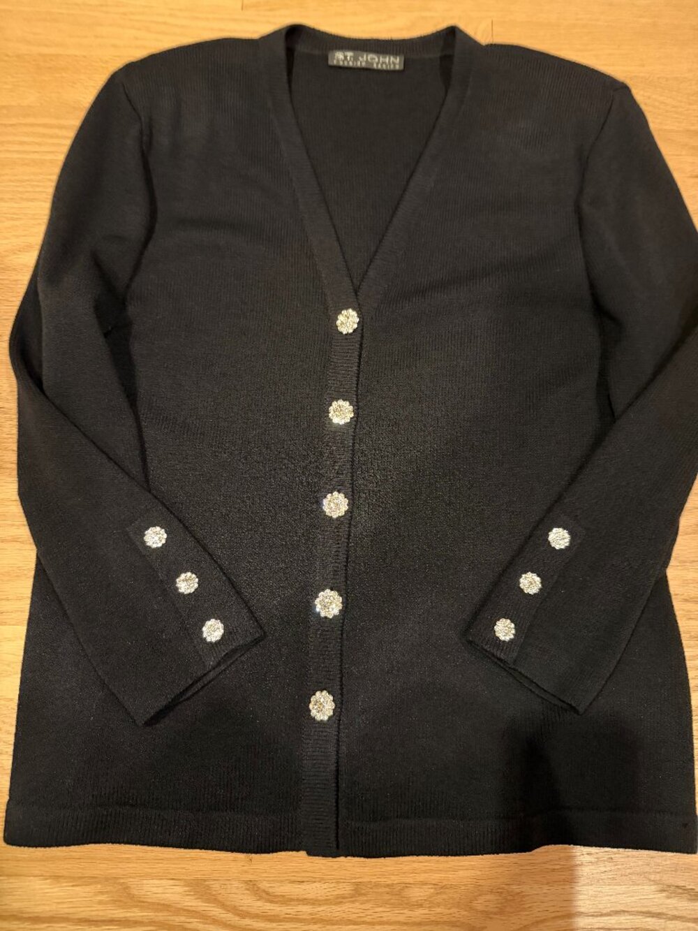 St. John Evening Basics Black Knit Cardigan Size 10